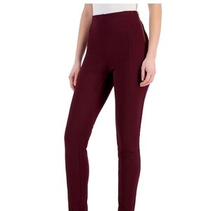 INC International Concepts Ponte  Pull On Plum Skinny Pants With Front Stitching
